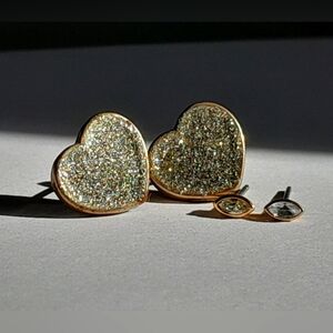 Silver heart earrings set